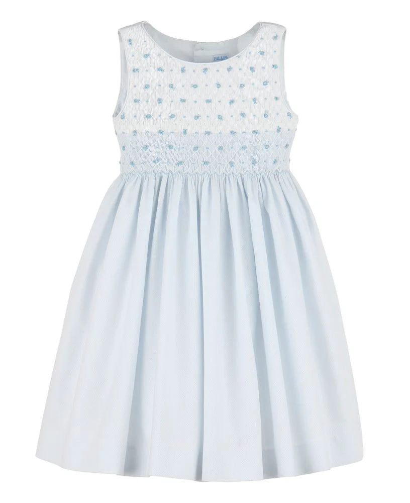 LULI & ME : DUOTONE SMOCKED DRESS BLUE