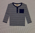 Milon: Navy Blue Striped T- Shirt