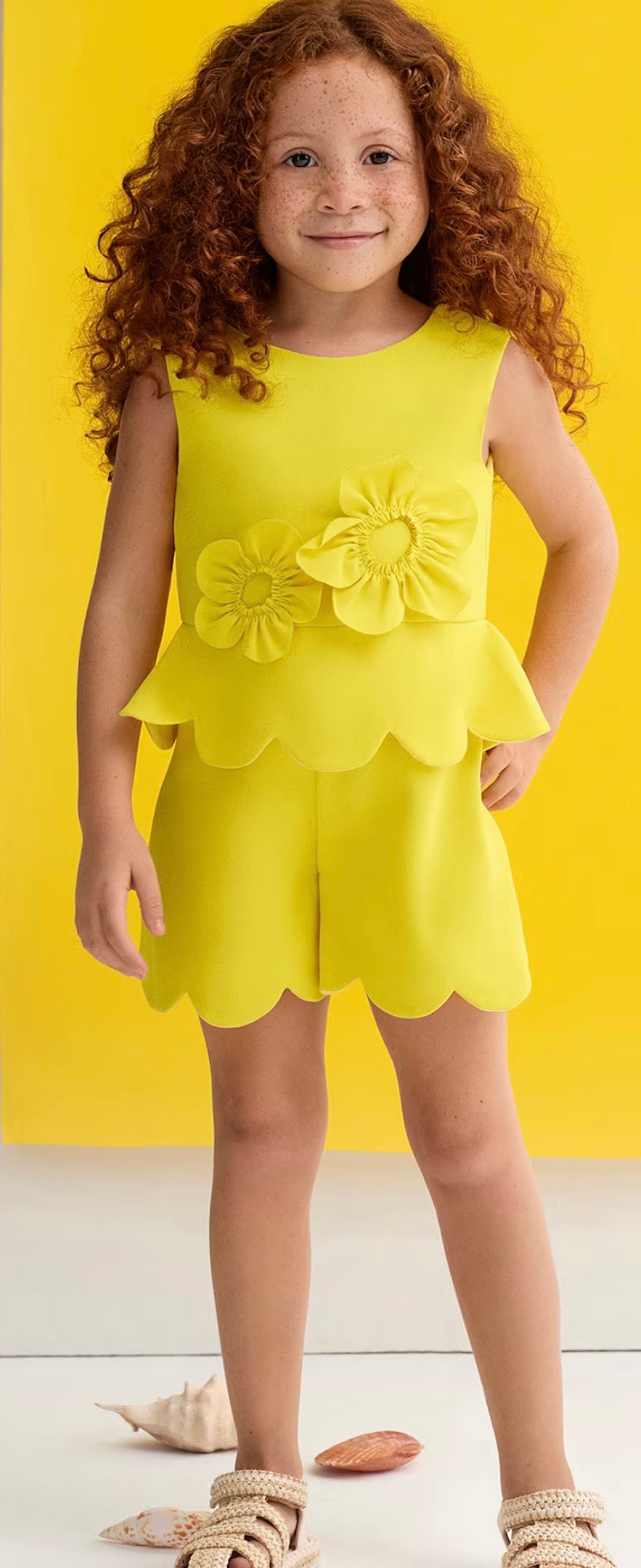 ABEL & LULA : Short Crepe Jumpsuit 3D Flower