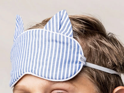 PETITE PLUME: FRENCH BLUE SEERSUCKER KITTY EYE MASK