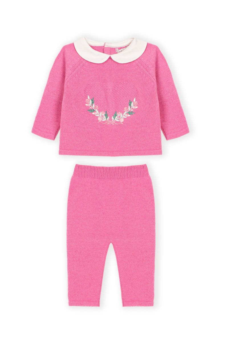 Dr. Kid : 2 Piece Set - Top & Legging WO/feet in Sweater Knit Happy Heart