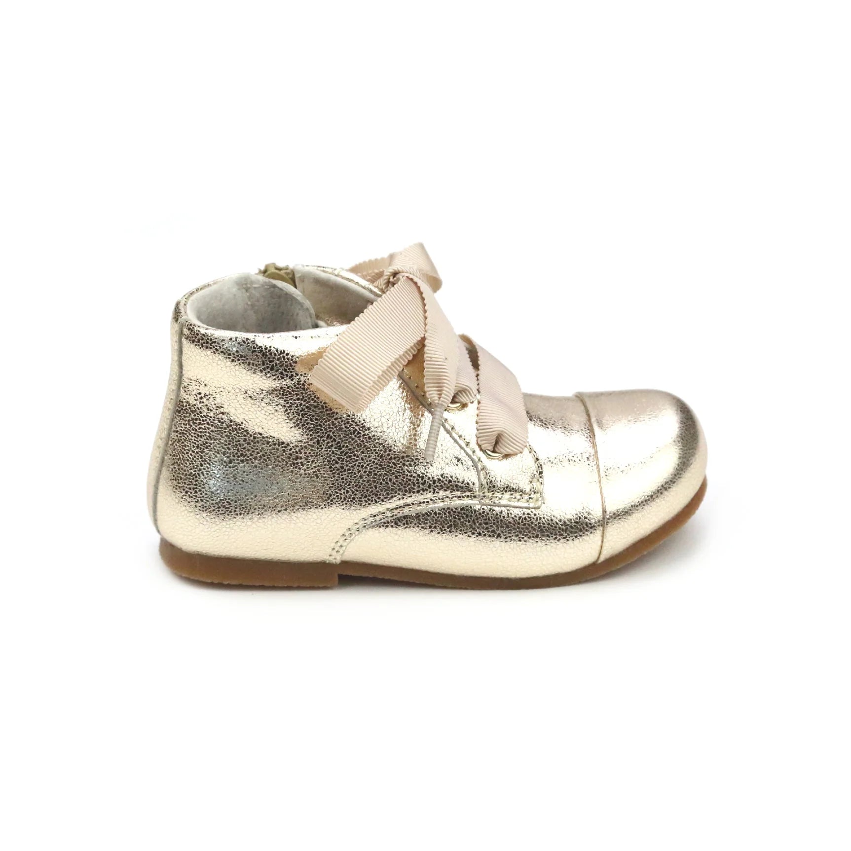 L'AMOUR: Girls Pink Gold Lace Boot