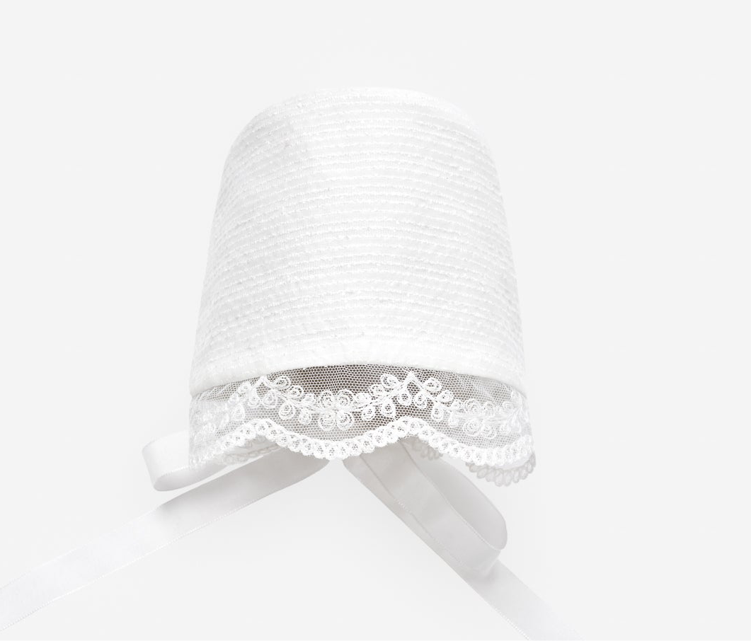 PAZ RODRIGUEZ: Baptismal Gown with bows on sides & Bonnet