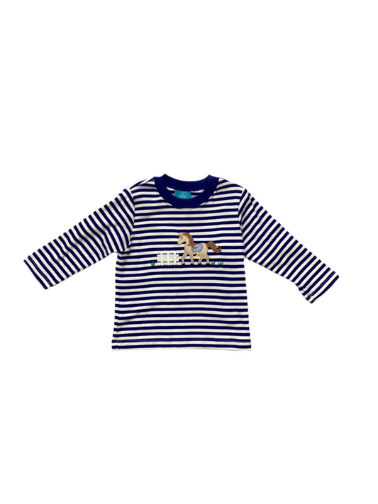 CLAIRE & CHARLIE: RIDE AWAY BOY’S- Royal Blue Knit Stripe T-Shirt