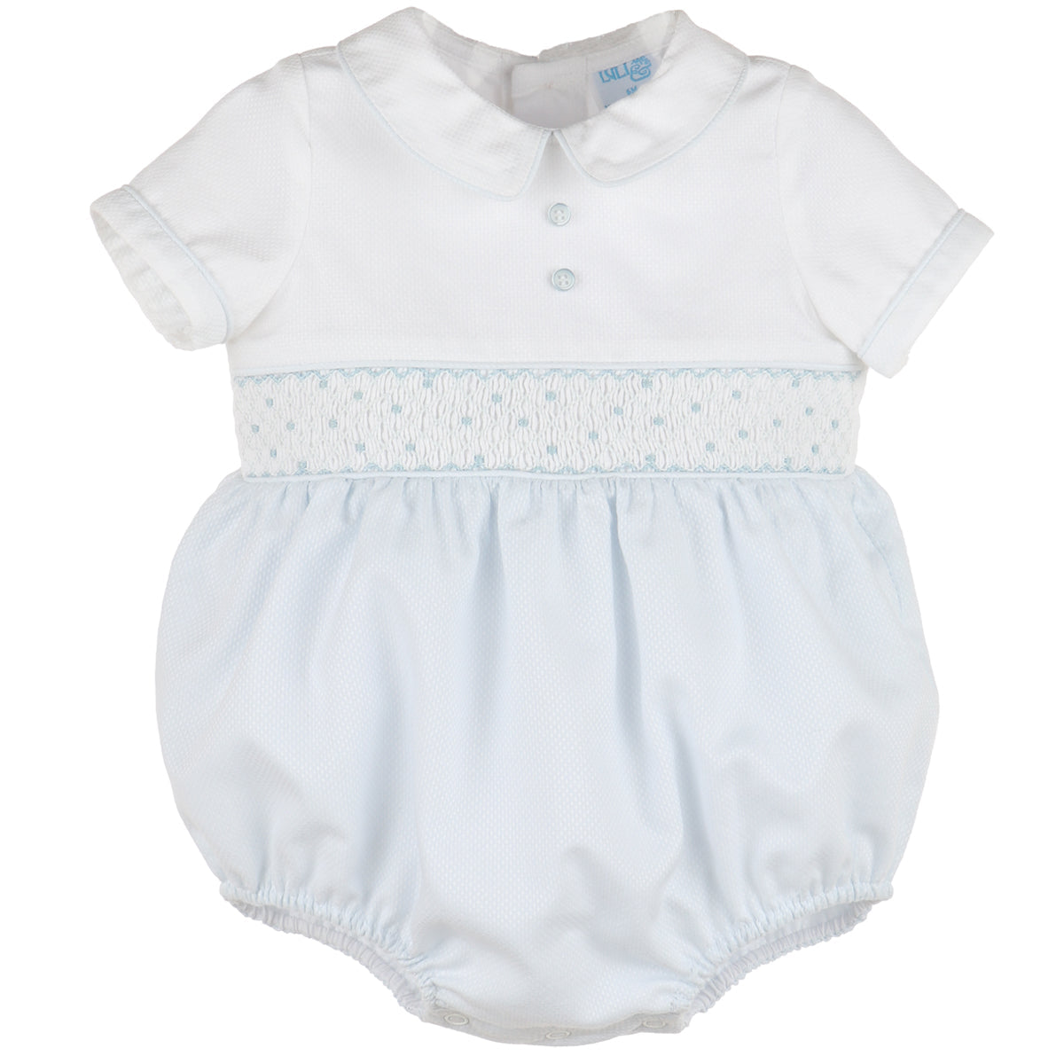 DUOTONE SMOCKED BOY BUBBLE BLUE