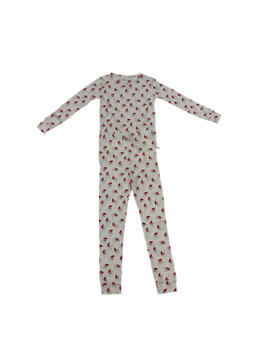 PETITE HAILEY: WHITE SANTA LS PRINTED PJS SET