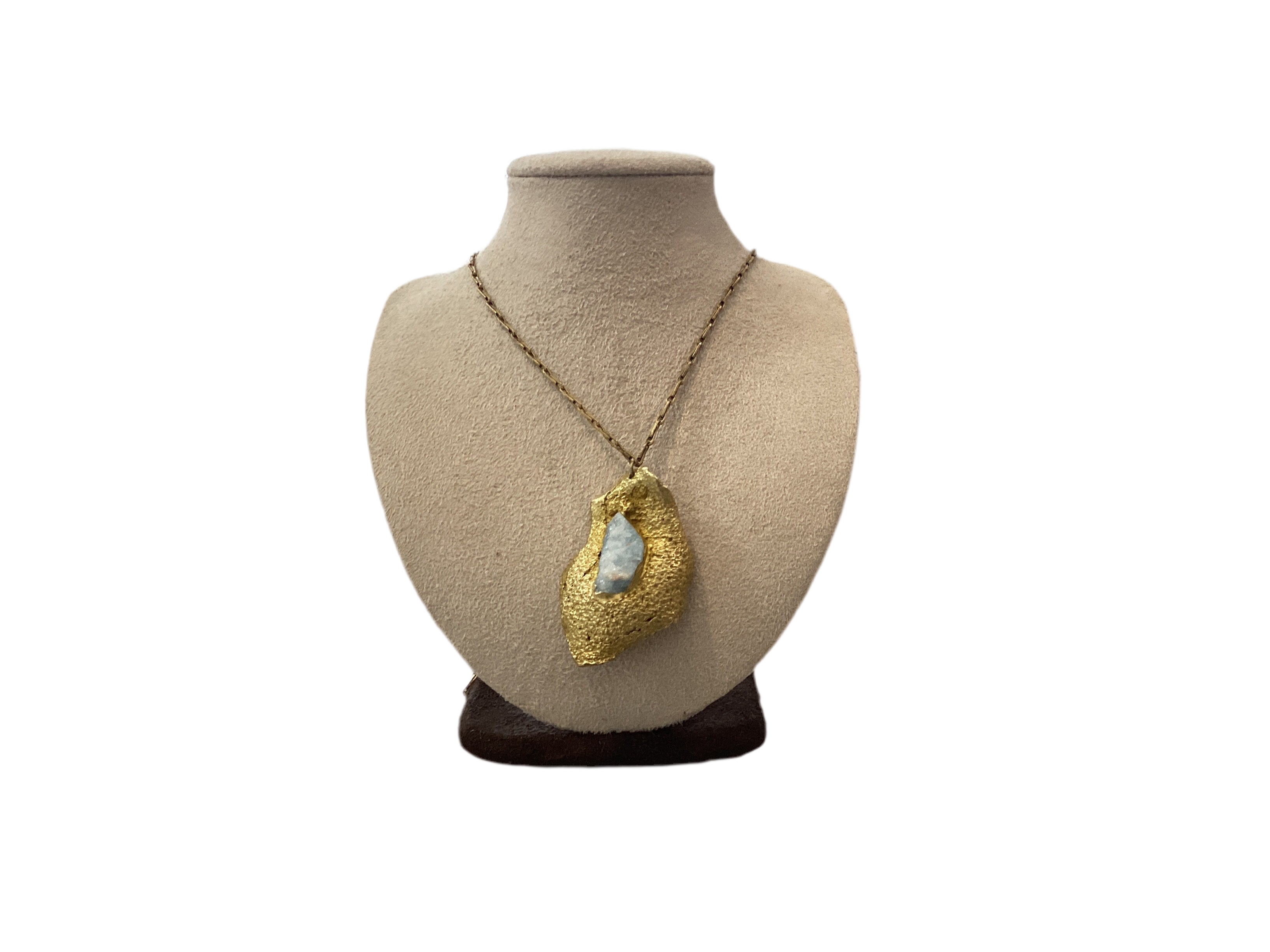 Gold with Light Blue Crystal Necklace