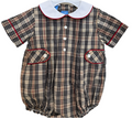 ANAVINI: Burberry Inspired Boys Khaki & Brown short bubble