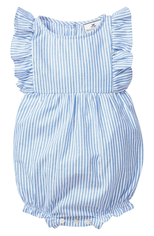 PETITE PLUME: RUFFLE TRIM SEERSUCKER ONE-PIECE PAJAMA