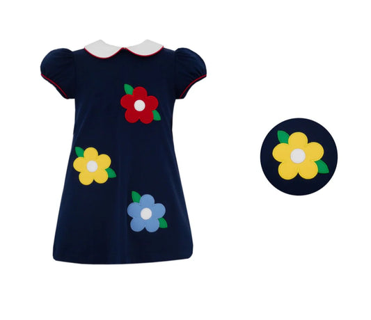 CLAIRE & CHARLIE: FLOWERS- NAVY DRESS