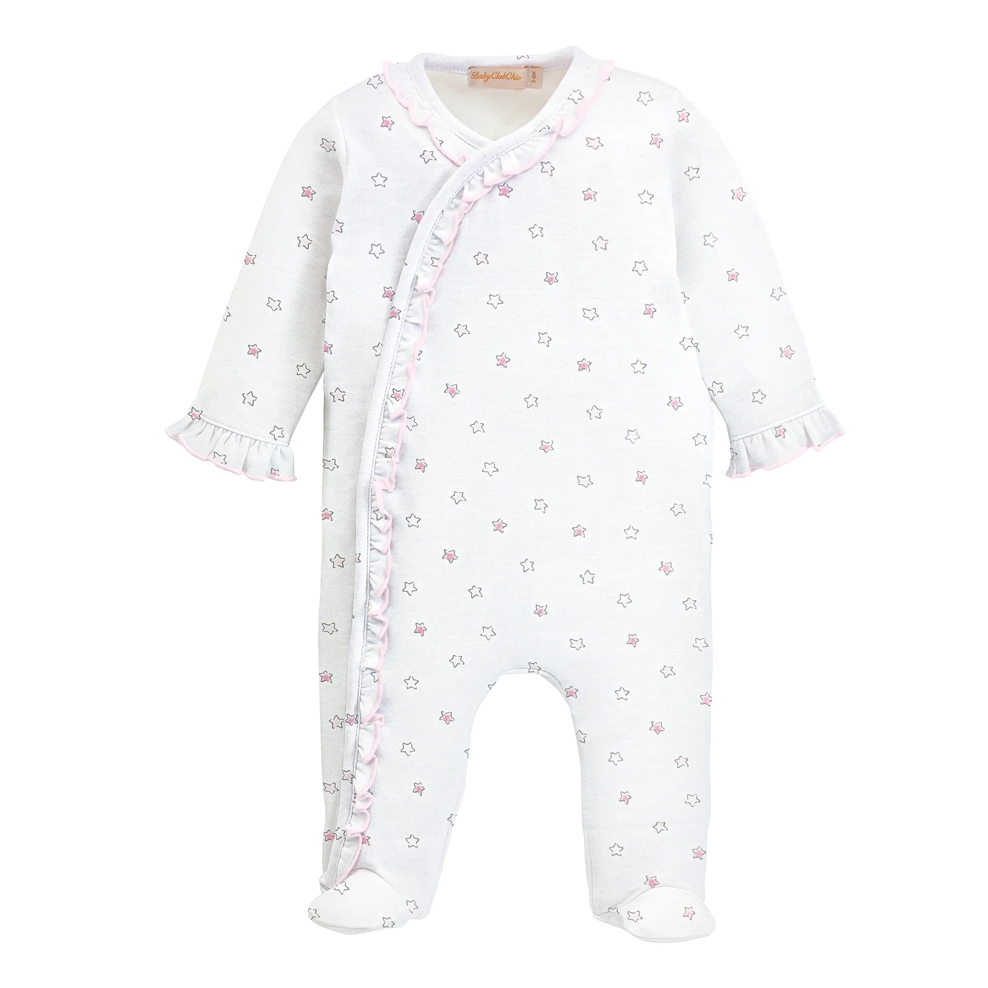 Baby Chic Pink Stars with Ruffle Footie