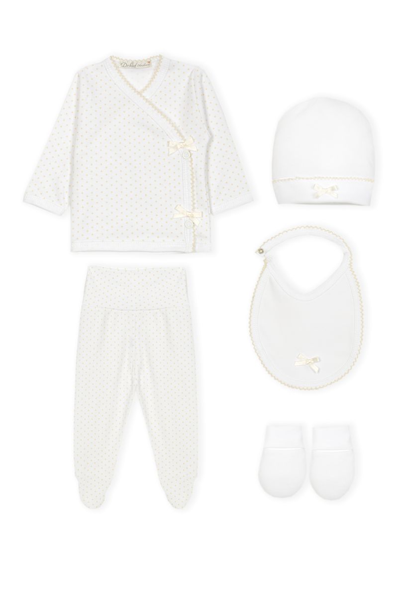Dr. Kid : 5 Piece Set : Top & Leggings W/Feet, Hat, Mittens & Bib