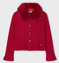 MAYORAL : faux fur collar cardigan