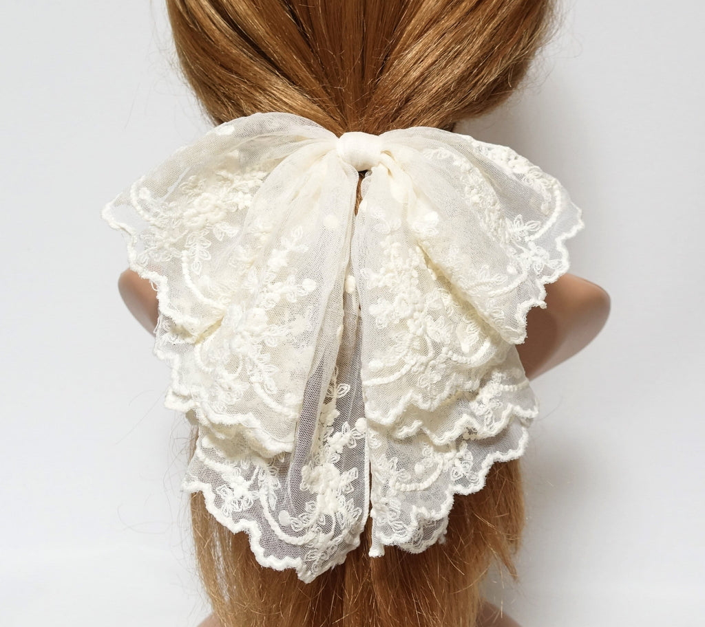Floral Chiffon Golden Glitter Bow