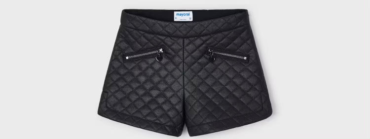 MAYORAL : GIRLS BLACK LEATHER SHORTS