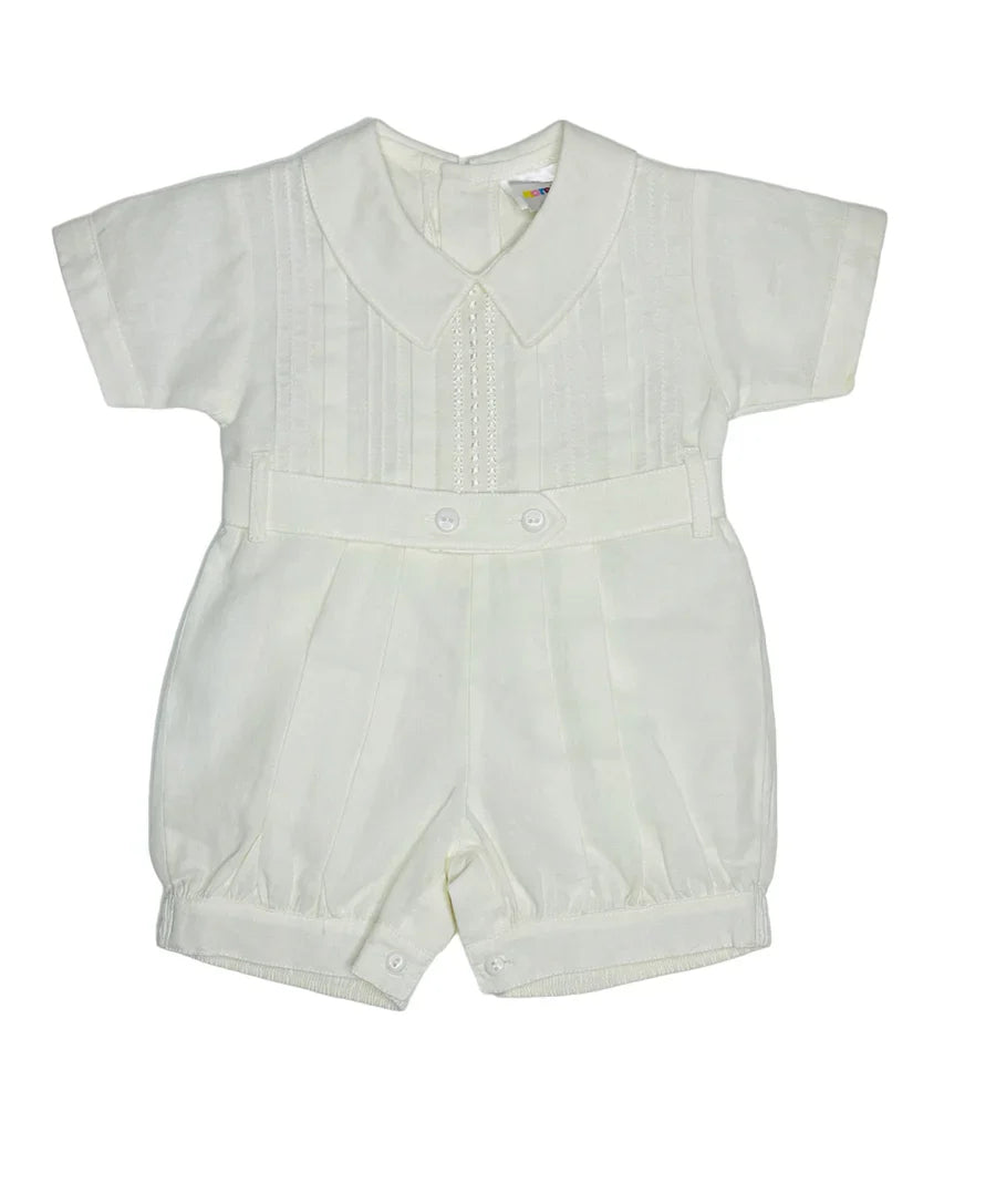 KARELA KIDS: Infant Boys Elegant White Bubble Romper