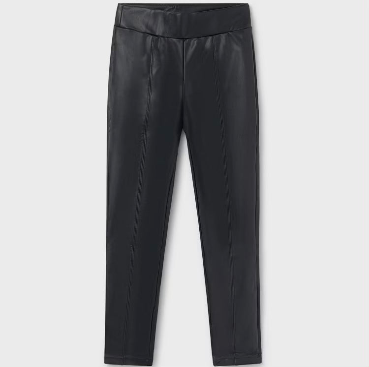 MAYORAL : GIRLS BLACK LEATHER LEGGINGS
