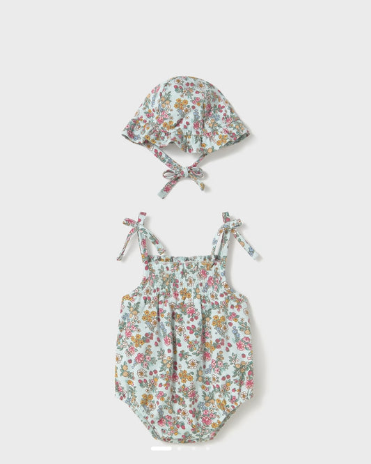 MAYORAL: BLUE FLORAL ROMPER