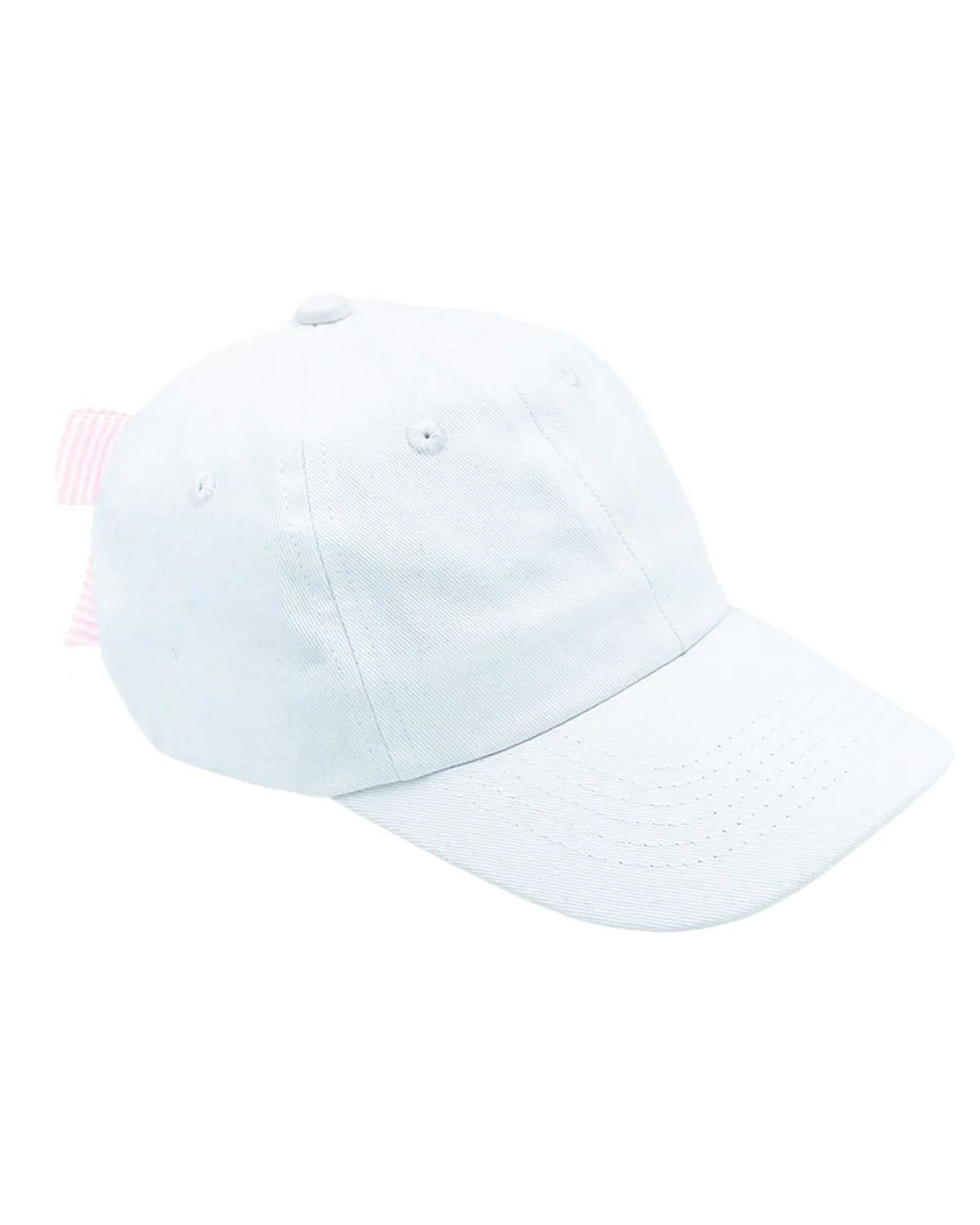 BITS & BOWS : BOW BASEBALL HAT IN WHITE WITH PINK BOW