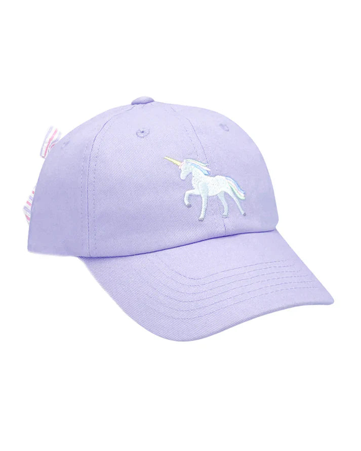 BITS & BOWS : RAINBOW UNICORN BOW BASEBALL HAT