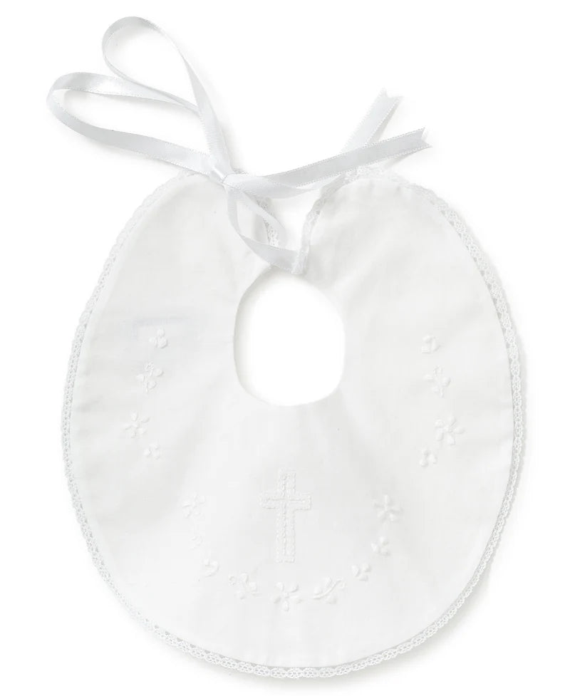 KISSY KISSY: White Infant Girls Baptismal Bib