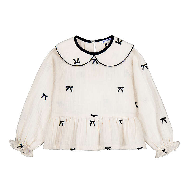Mayoral : Embroidered blouse bows