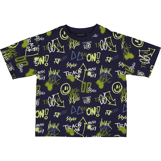 MAYORAL: Smiley Face Boys Graffiti Tee Marino