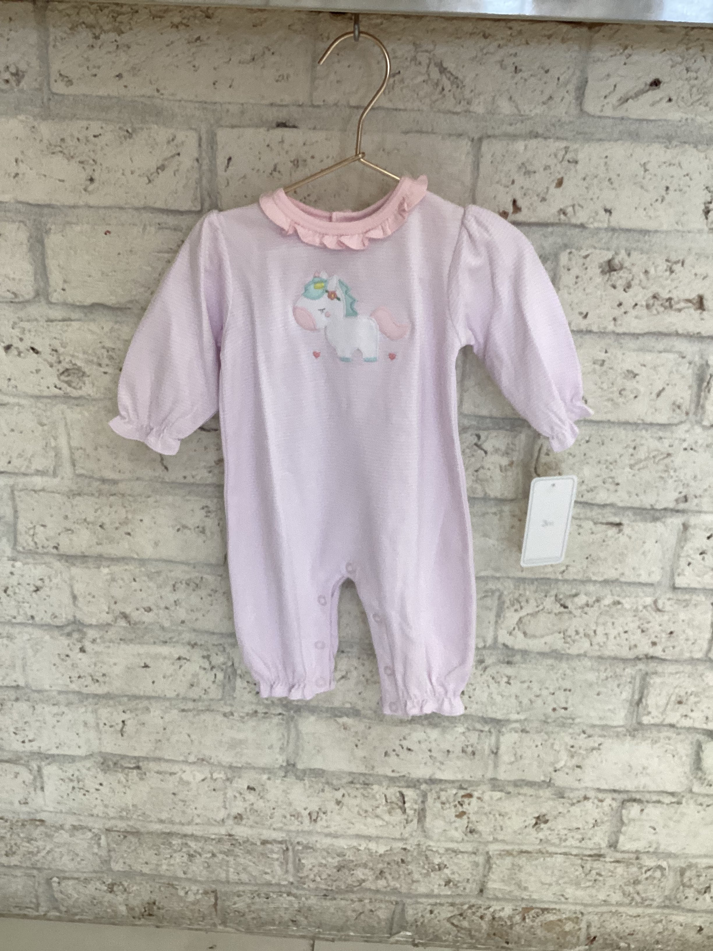 PETIT AMI & ZUBELS: Pastel Pony Pink Footless Romper