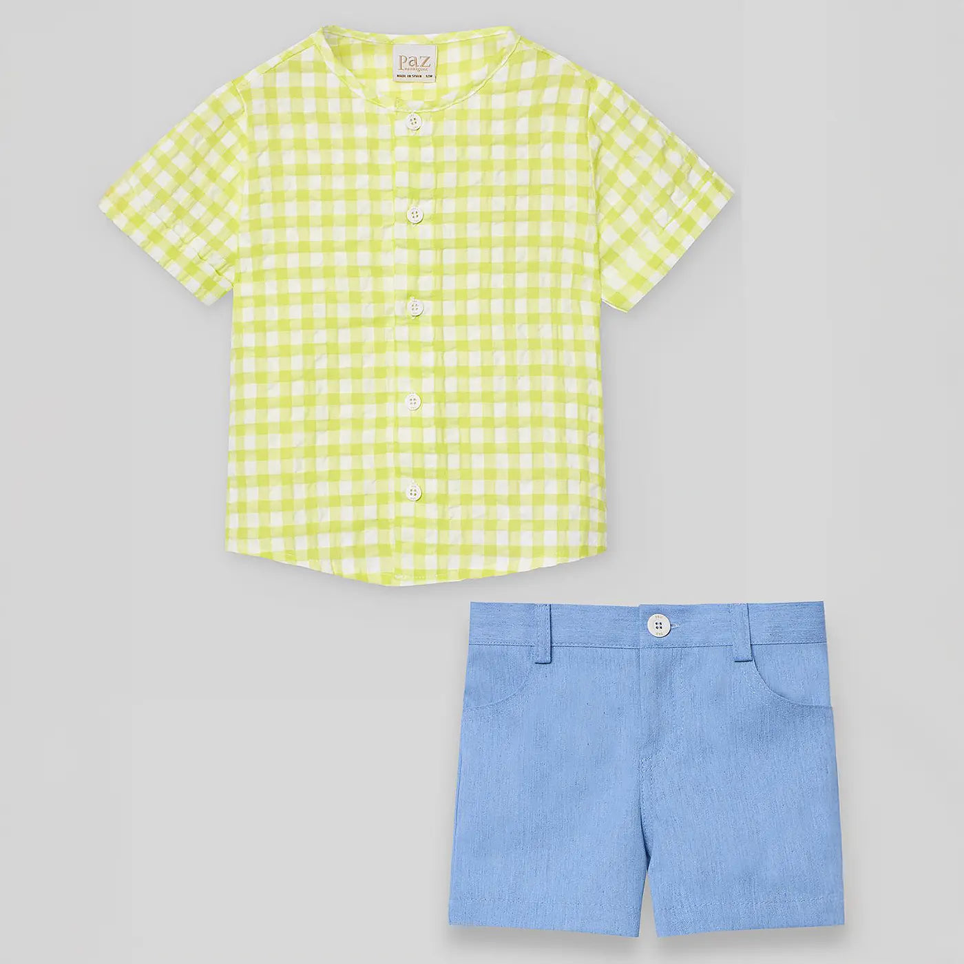 PAZ RODRIGUEZ: “PEONZA” Boy’s Yellow and Blue and Short Set