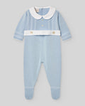 PAZ RODRIGUEZ : “PAZ V25”SKY BLUE with WHITE KNIT ROMPER