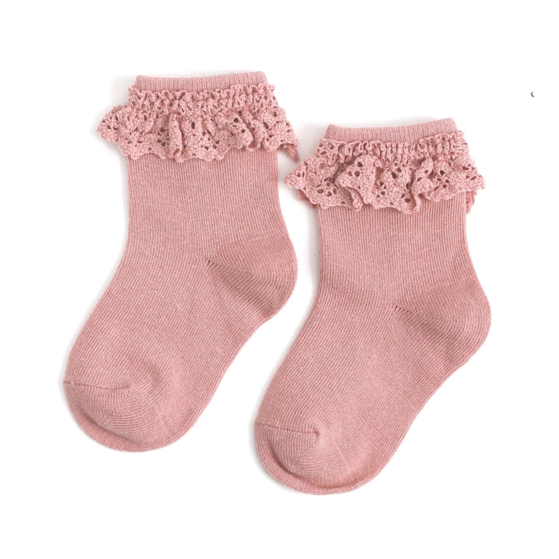 LITTLE STOCKING CO: BLUSH PINK LACE MIDI SOCKS