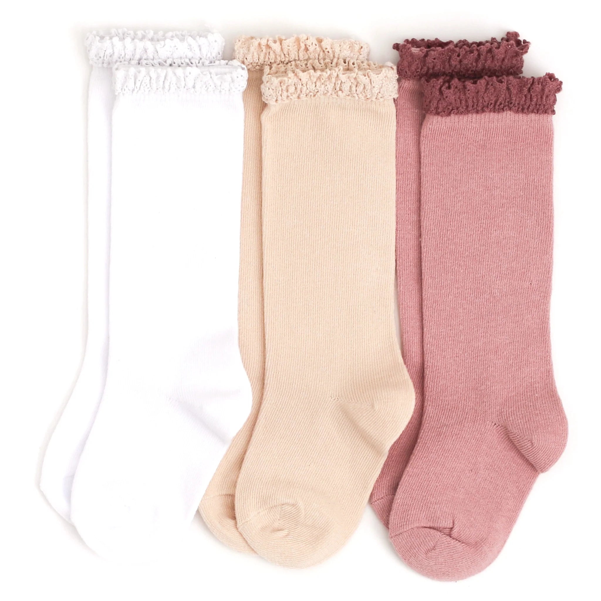 LITTLE STOCKING CO: GIRLHOOD LACE TOP KNEE HIGH SOCK 3-PACK