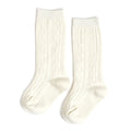 LITTLE STOCKING CO: IVORY CABLE KNIT KNEE HIGH SOCKS
