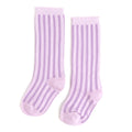 LITTLE STOCKING CO: LILAC STRIPED SCALLOPED KNEE HIGH SOCKS