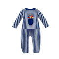 Claire & Charlie: THANKS GIVING BOY ́S- Royal blue stripe knit boy's long romper