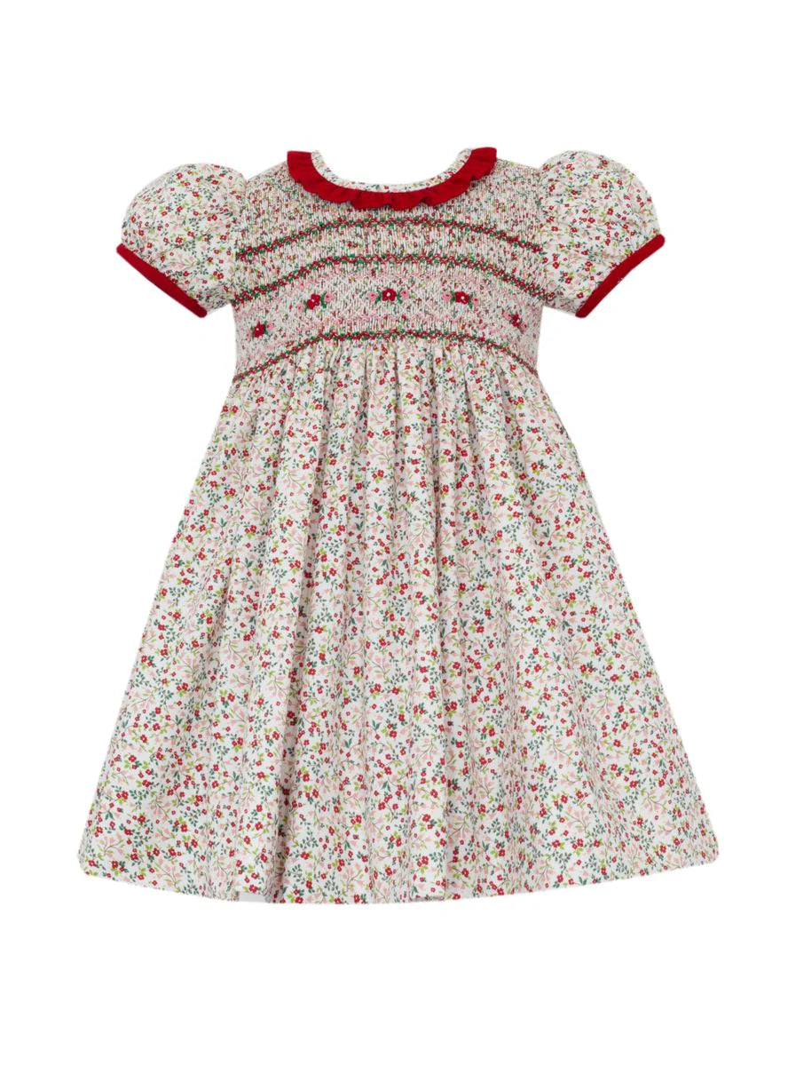 ANAVINI : LILY - RED & PINK HOLIDAY LIBERTY PRINT DRESS