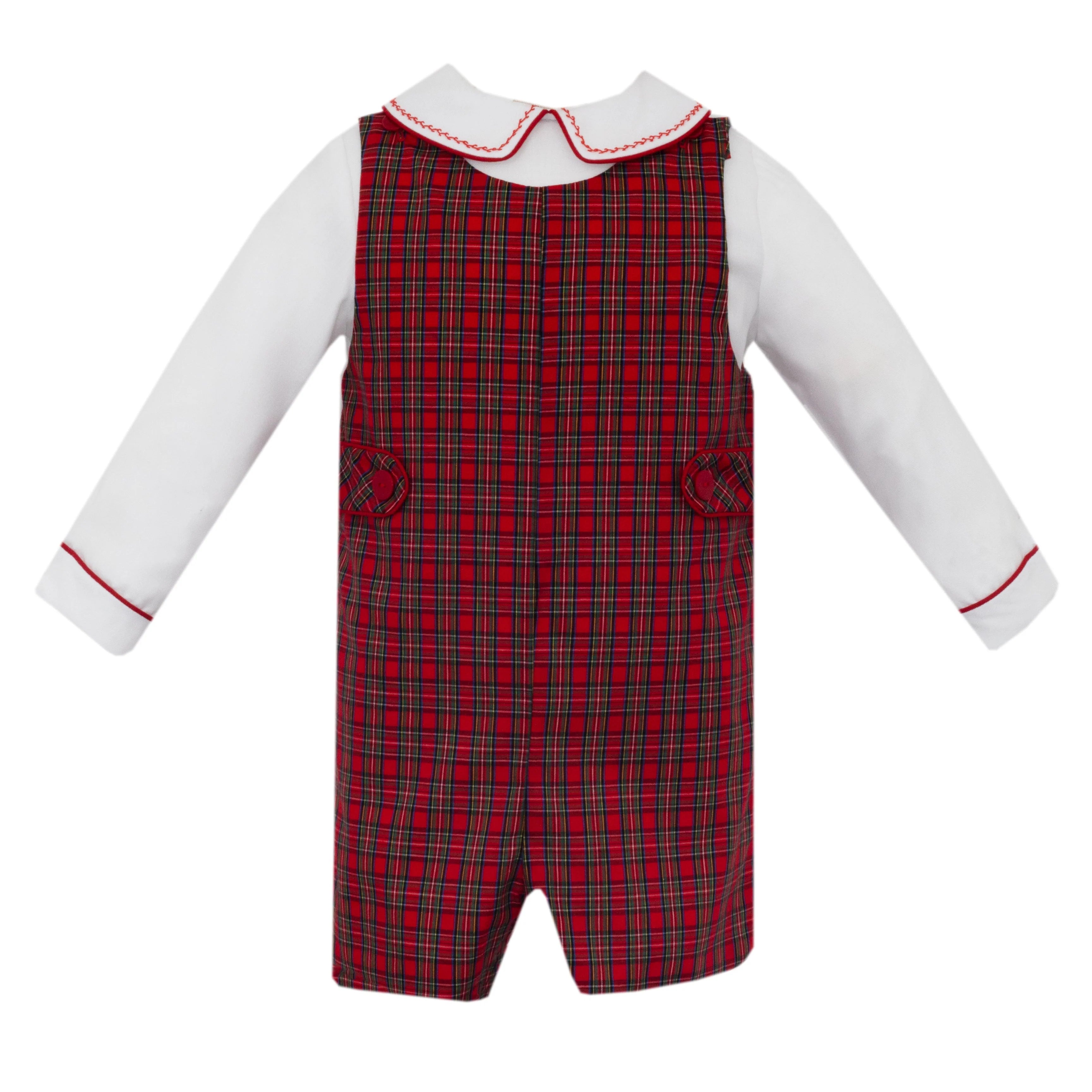 ANAVINI : HENRY - RED PLAID BOY’S SHORT JON JON W/WHITE SHIRT