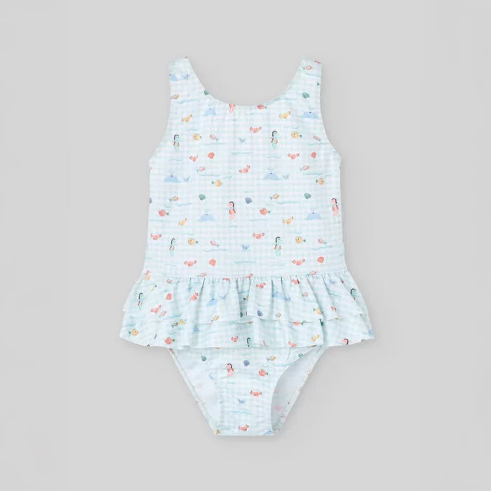 PAZ RODRIGUEZ: “BANO V25” Mint Sea Horse Girls Swimsuit