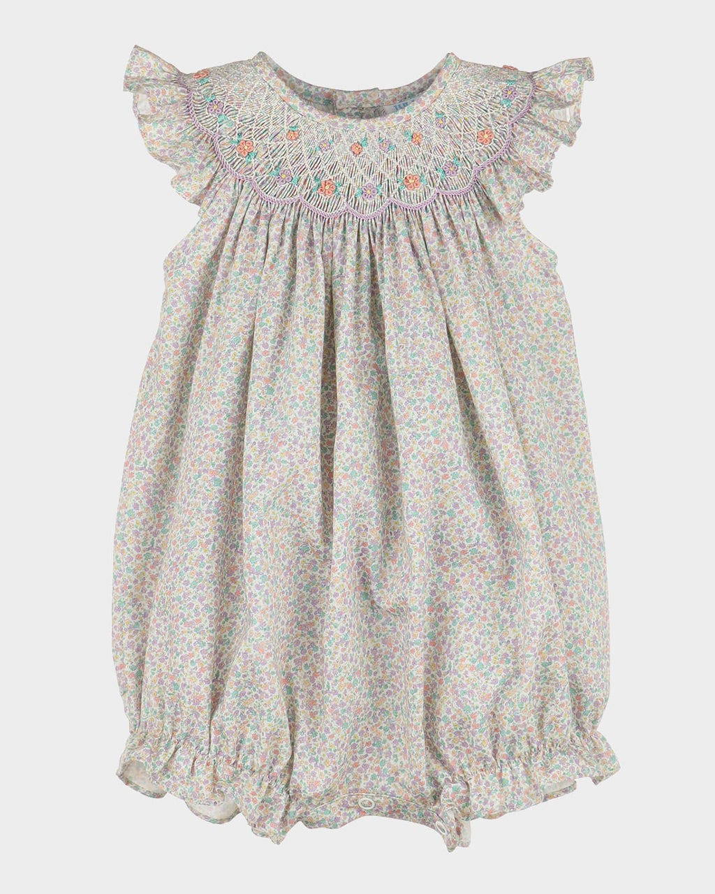 LULI & ME : FLORAL PRINT SMOCK BUBBLE LILAC