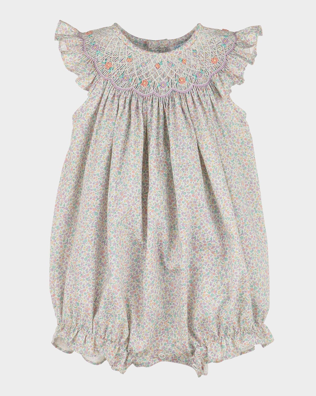 LULI & ME : FLORAL PRINT SMOCK BUBBLE LILAC