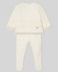 PAZ RODRIGUEZ: "PAZ V25" Two Piece Knit with Lace Trim in  Cream