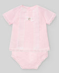 PAZ RODRIGUEZ: “LINDA” Two Piece Knit and Lace Trim in Chalk Pink and White