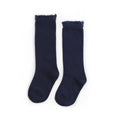 LITTLE STOCKING CO: NAVY LACE TOP KNEE HIGH SOCKS