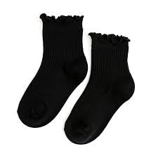 LITTLE STOCKING CO: RIBBED LETTUCE TRIM MIDI SOCK
