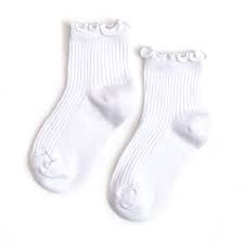 LITTLE STOCKING CO: RIBBED LETTUCE TRIM MIDI SOCK