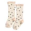 LITTLE STOCKING CO: VANILLA DOT LACE TOP KNEE HIGH SOCKS