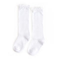 LITTLE STOCKING CO: WHITE LACE TOP KNEE HIGHS