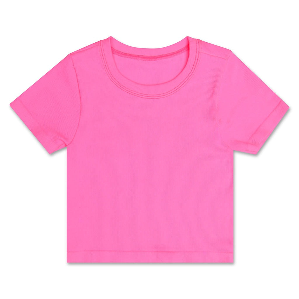 ISCREAM : PRETTY IN PINK RIBBED SHORT SLEEVE SHIRT
