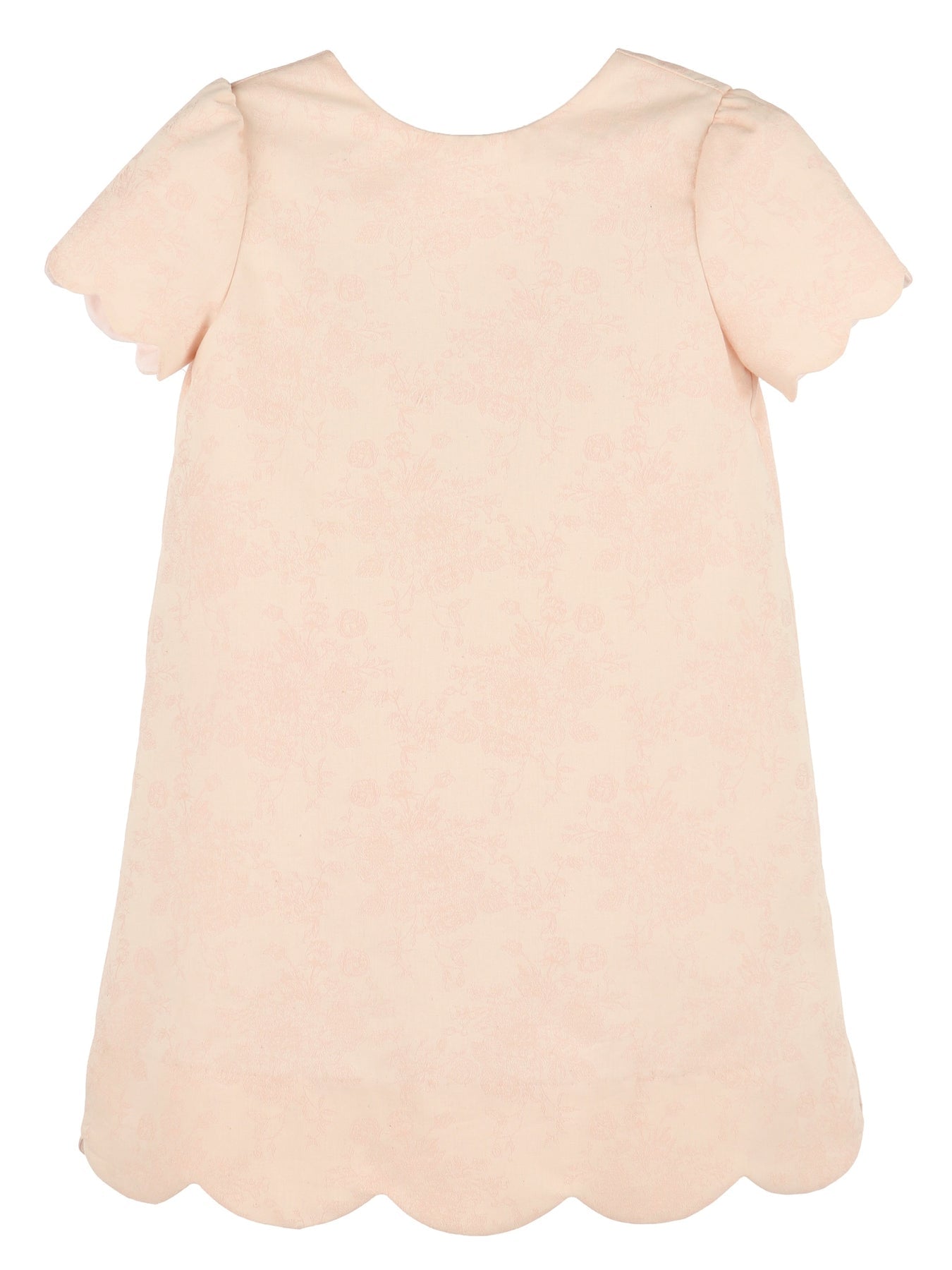 LULI & ME : SCALLOPS JACQUARD V-BACK DRESS ROSE