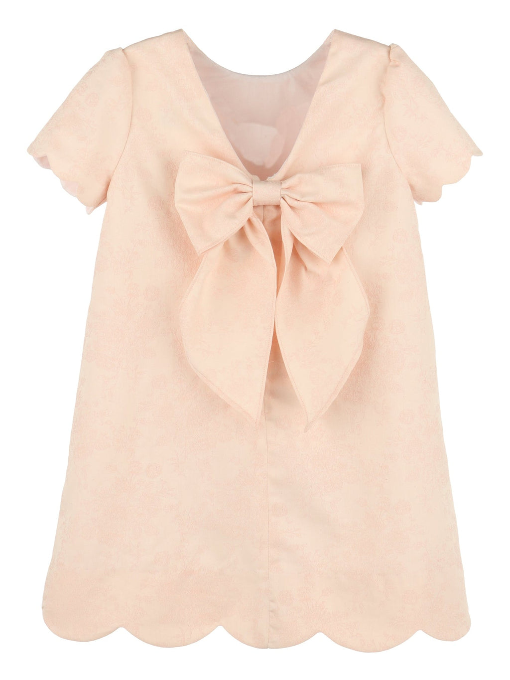LULI & ME : SCALLOPS JACQUARD V-BACK DRESS ROSE